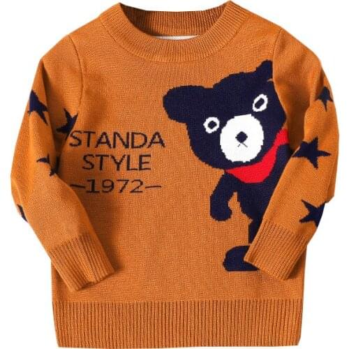 Cute bear pattern boys sweaters fall winter warm ugly sweater kids knitted wear childrens clothes