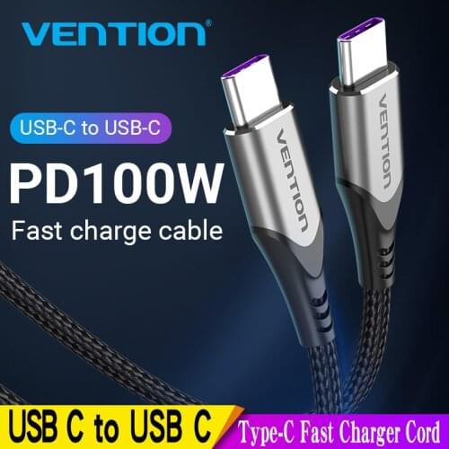 Vention USB C to USB Type C 100W 60W Cable for Samsung S20 PD MacBook iPad Pro Quick Charge 4.0 USB-C Fast USB Charge Cord 2m 3