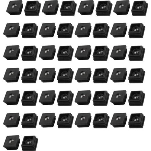 Leveling Feet 6mm Square Tube Inserts Kit Furniture Glide Adjustable Leveler for Shelves Chair Desk Leg - Pack of 50