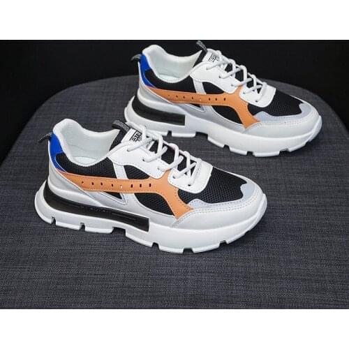 2021Fashion Spring Korean Platform Sneakers Women Shoes Thick Sole Dad Chunky Sneakers Leather Breathable Casual Vulcanize Shoes