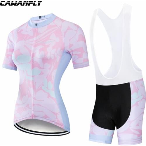 CAWANFLY Women Cycling Jersey Set Breathable Mtb Bike Clothing Summer Quick Dry Bicycle Clothes Short Sleeve Cycling Suit