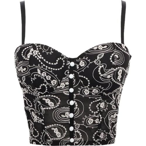 Female Vest, Girls Lace Floral Sleeveless Crop Tops Spaghetti Strap Camisole with Chest Pad for Summer, Black/White