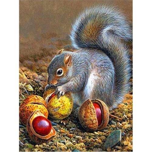 Animals diamond painting squirrel nuts full embroidery picture mosaic poster children toy diamond art drawing wall sticker decor
