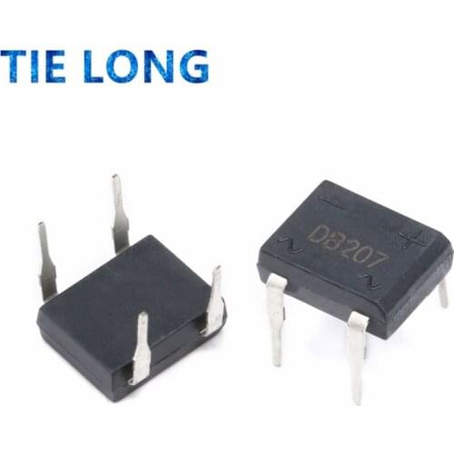 10pcs/lot diode bridge retifica DB207 DIP-4 DB207S DIP4 2A 1000V power diode rectifier 1000v electronic components