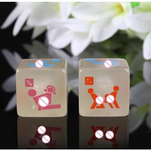 2pcs 25mm Noctilucent Dice Cube Adult Game Love Sex Dice Night Bar KTV Fun Game Drop Shipping