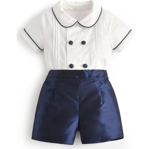 2021 Spanish Baby Boys Clothes Baby Toddler Sets for Little Boys Birthday Suit Summer Children Tops+Shorts Outfits Child Sets