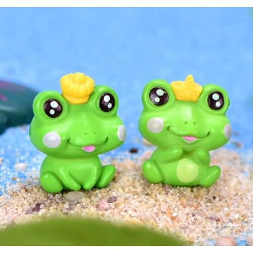 6Pcs Mini Cute Frog Figurine Model Ornament Fairy Garden Bonsai Micro Plant Landscape Decoration