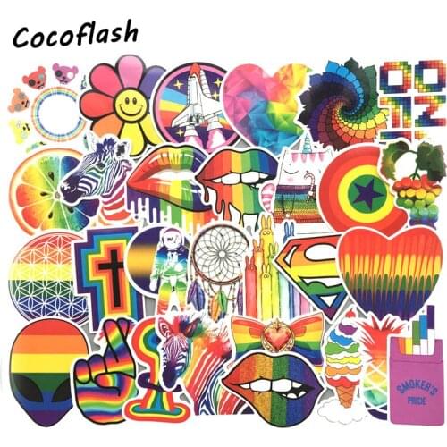60Pcs/lot Colorful Cartoon Rainbow Graffiti Stickers For Laptop Luggage Car Fridge DIY Styling Vinyl Home Decor Sticker For Kids