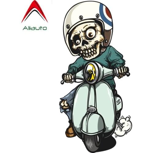 Aliauto Car Sticker Funny Skull Ride Motorcycle Auto Accessories Vinyl Decal Cover Scratch for VW Passat B6 Volvo Xc90,18cm*10cm