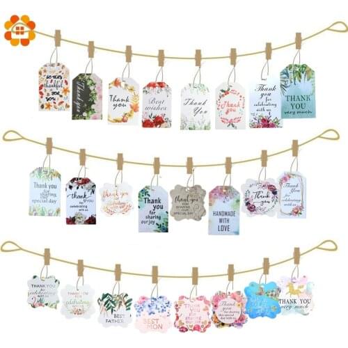 50Pcs Handmade Hang Tag Kraft Paper Thank You Gift Tag Label For Wedding/candy/baby Gift Products Tagging Package Supplies