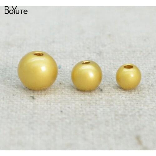 BoYuTe (50 Pieces/Lot) Matte Gold Plated 3-4-5-6MM Round Beads Handmade Bracelets Spacer Beads Diy Jewelry Accessories