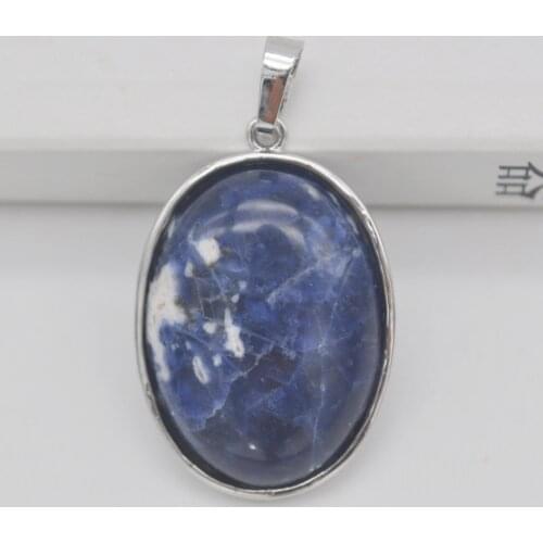Brazilian Sodalite Bead Oval GEM Pendant Jewelry S934