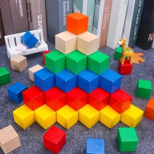 Montessori Wood DIY Cubes Rainbow Blocks Baby Toys Color Shape Match Early Education Stacking Game Kids Gifts For Children