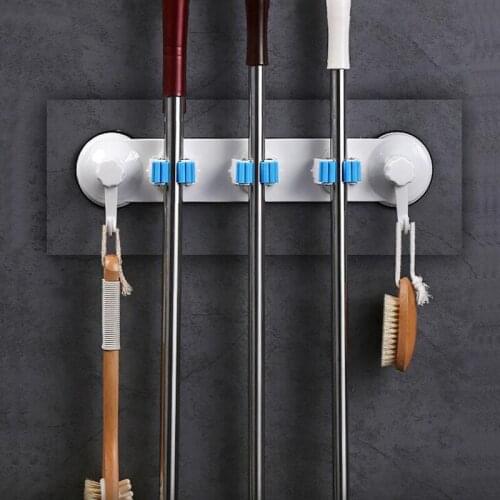 5 Position Mop Broom Holder Bathroom Organizer Wall Mounted ABS Mop Holder Hanging Mop Broom Shovel kitchen Organizer 1988A