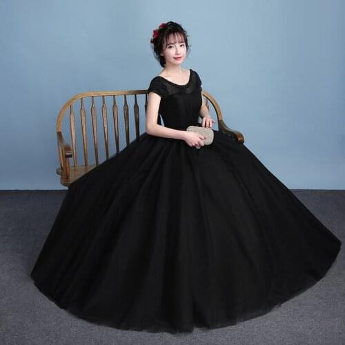 Black elegant swan princess beading lace long dress gown Medieval Victorian Ball stage performance/can customs size