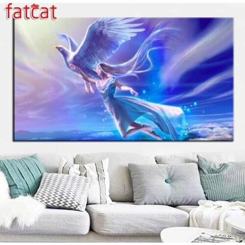 FATCAT Cartoon angel invisible wings Large Diy Diamond Painting Full square round drill 5d Diamond Embroidery Kits AE3075