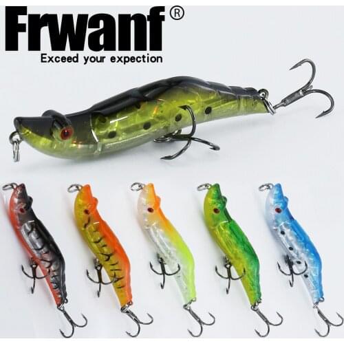 Frwanf 6 Pcs/lot 8cm 15g Shrimp Fishing Lure Squid Bait Wobblers for Fishing Lures Artificial Hard Baits 3D Eyes Whopper Plopper