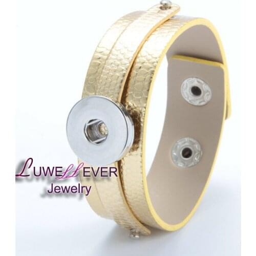 Hot Sale PU leather Charm Bracelets 12 Colors For Women DIY Metal Snap Button Jewelry Watches One Direction (fit 18mm 20mm Snap