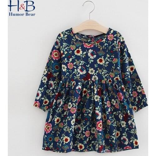 Humor Bear Brand New Autumn ChildrenS Clothing Dresses Girls Baby Cotton Floral Long-Sleeved Dresses Baby Kids Princess Dresses