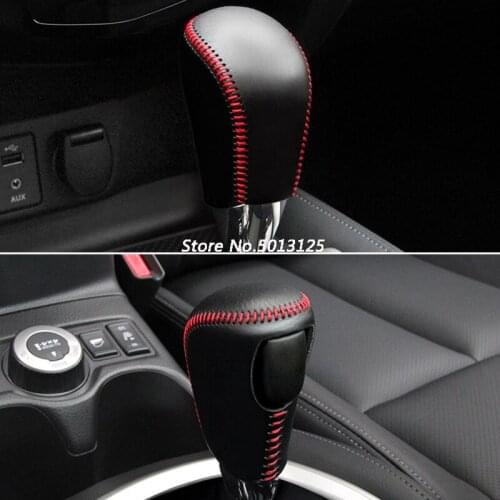 Car Leather Knob Cover For Nissan X-Trail X Trail T32 2016 2017 2018 2019 2020 2021 Gear Head Shift Knob Cover Gear Collars Case