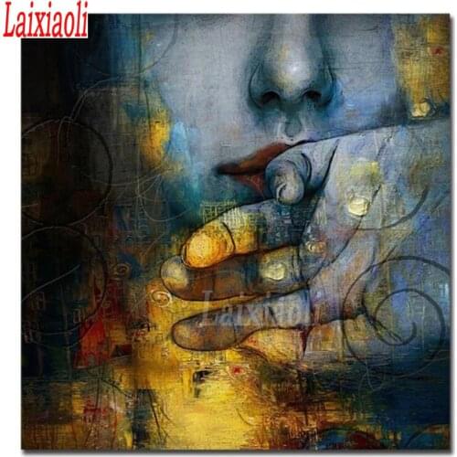 Color beauty art diamond painting cross stitch diamond embroidey full square round drill diamond mosaic women face pattern decor