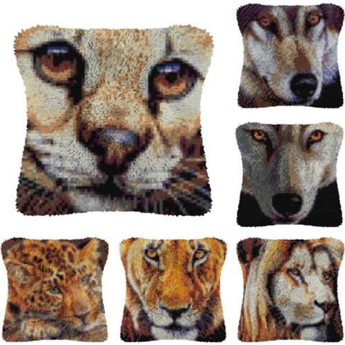 Latch Hook Rug Kits Animal Lion cover pillow car cover Cross Stitch Kits Threads Tapestry Kits Cross stitch throw pillows