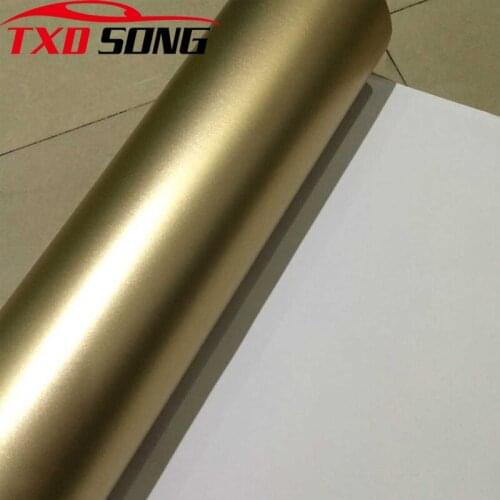 Metallic Matte Vinyl Champagne Light Gold Metallic Chrome Car Wrap Foil Sticker Air Bubble Free Size: 10/20/30/40/50X152CM
