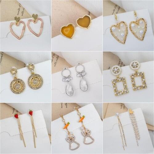 2020 new heart shaped earrings transparent crystal earrings womens geometric retro long earrings wedding jewelry