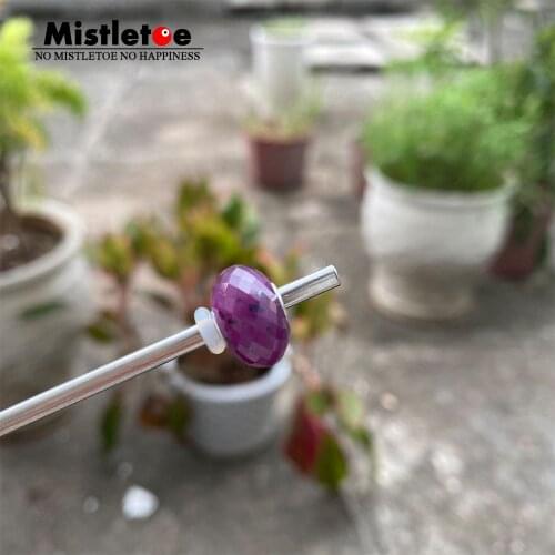 Mistletoe 925 Sterling Silver Faceted Fine Natural Ruby Stone Bead Jewelry