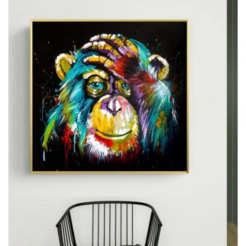 Monkey Gorilla Posters and Prints Wall Art Canvas Painting Abstract Baboon Animal Pictures for Living Room Cuadros Home Decor
