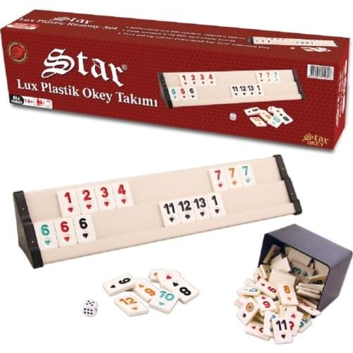 Plastic rummy set board game 2-4 person Game Set High Quality Tiles Game Beautiful Motifs Camping Travel Entertainment Men Women