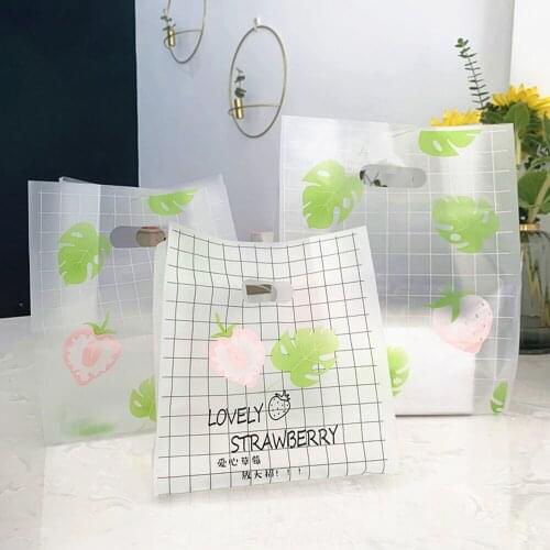 50pcs Food Plastic Bag Takeaway Packaging Bag Bread Dessert Tote Cake Bag Lunch Box Packaging Bag Translucent