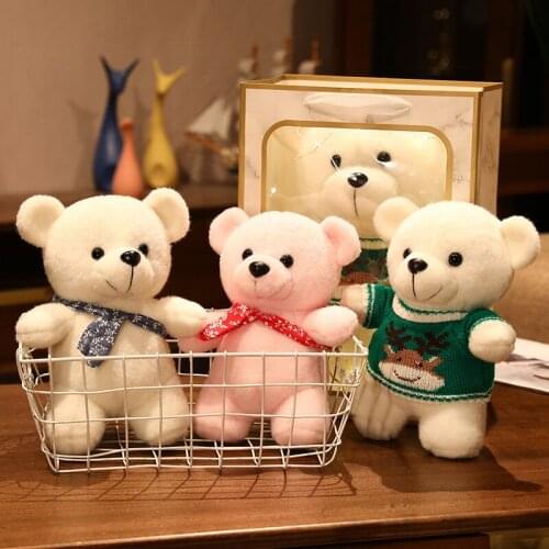 25 / 35cm Cute Little Bear Gift Box Plush Filled Toy Decoration LED Light Childrens Girlfriend Birthday Gift