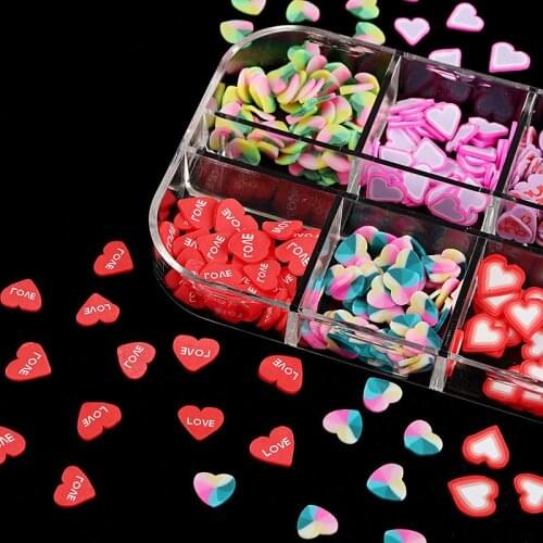 1Box Mixed Heart Nail Art Resin Fillings Uv Epoxy Resin Mold Filler Diy Nail Art Decor Crafts Jewelry Making Molds Accessories