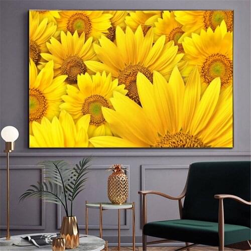 HD Sunflower Poster Flower Wall Art Painting Canvas Print Home Kitchen Dining Room Decor Rustic Wall Pictures for Living Room