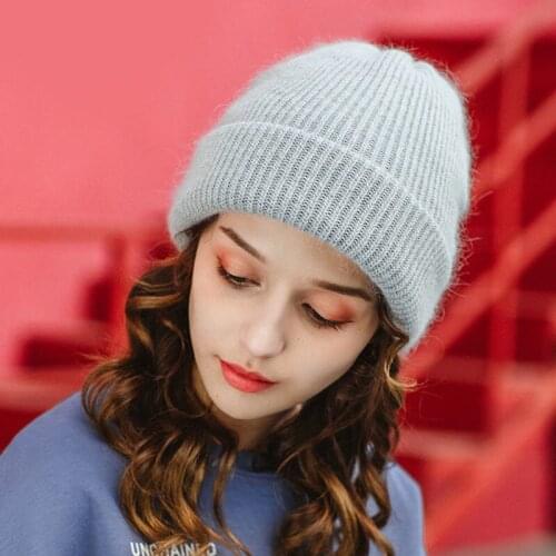 Casual Womens Hats Cashmere Wool Knitted Beanies Autumn Winter Brand New Three Fold Thick 2021 Knitted Girls Skullies Beanies