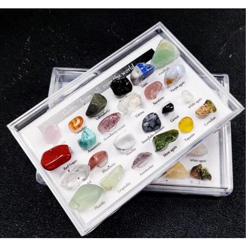 Natuursteen Monsters Quartz Crystal Met Tiger Eye Crystal Lapis Sample Een Doos 15Pcs/24Pcs Voor Diy sieraden Maken Geen Gat