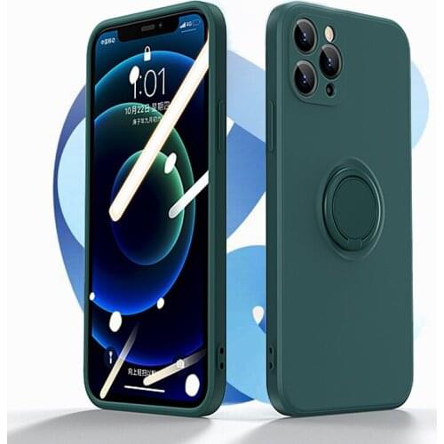 Luxury Silicone Case For iPhone 12 11 Pro Max XS XR X R 7 8 6 6S Plus iPhone12 12Pro Phone Magnetic Cover With Ring Holder Stand