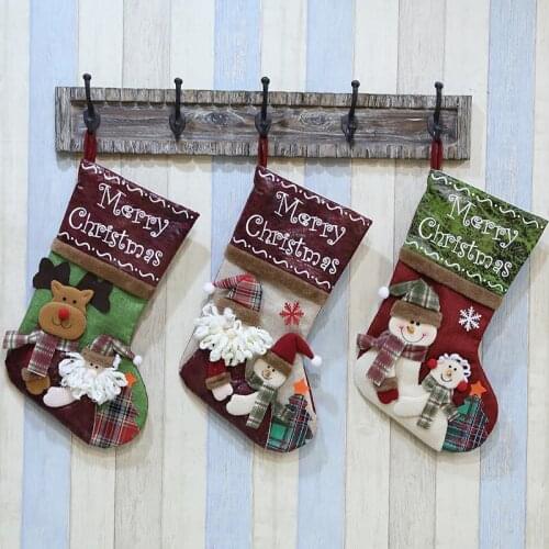 Santa Claus elk Snowman Christmas socks Christmas tree gift bag hanging decoration festival scene decoration Apple Bag