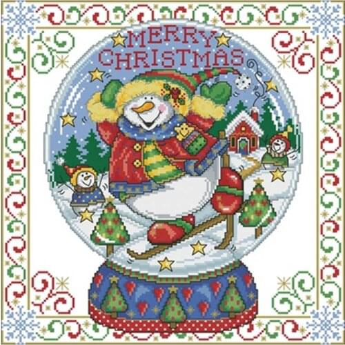 Merry Christmas Snowman patterns Counted Cross Stitch 11CT 14CT 18CT DIY Cross Stitch Kits Embroidery Needlework Sets home decor