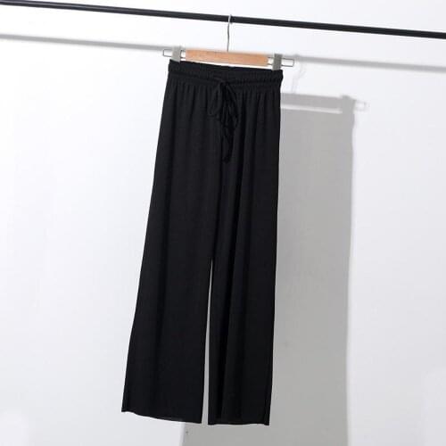 Silk Wide Leg Pants Women Y2k Summer Trousers Loose Pants Ankle Length Pants Casual Elastic Waist Pantalon Pour Femme Ropa Mujer