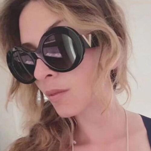 Gentle Retro Oval Large Frame Sunglasses Women Luxury Brand Design Trendy Oversized Sun Glasses Men Personality V Shaeds Monster