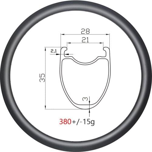 Ultralight 380g 35mm clincher tubeless disc all road gravel carbon rim 700C 28mm wide 21 innerUD 3K 12K 18H 20H 21H 24H 28H 32H