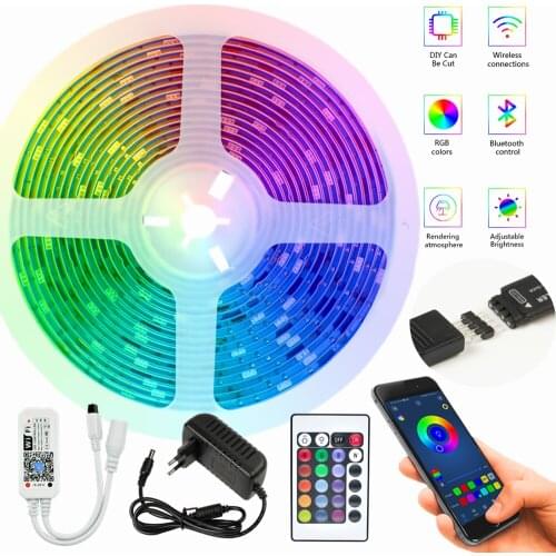 LED Strips Light 5050 WiFi Controller Holiday Atmosphere Light String Home Decoration 10M Light String Remote Control + Adapter