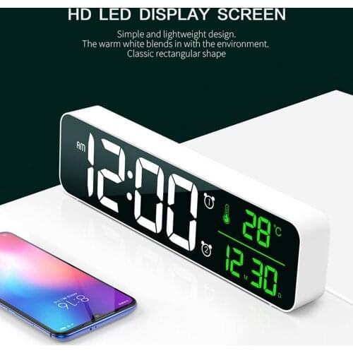 1PCS Large Screen Luminous Desktop Timer Temperature Display Alarm Clock with Music Office Desktop Home Decoration