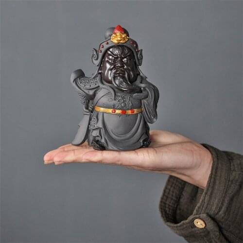 Resin Color Changing Pet Tea Decorations Office Table Retro Guan Gong Handcrafted Kung Fu Small Statue Discolored Tea Ceremony