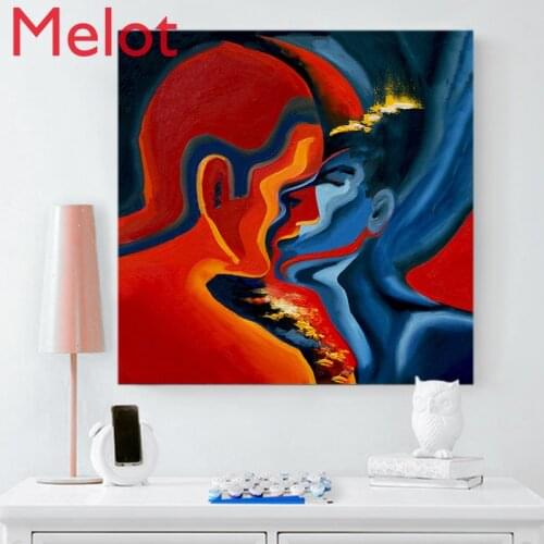 High-End Luxury Modern Kiss of Ice and Fire Digital Oil Painting Hand Painted Color Filling Hotel Decorative Painting