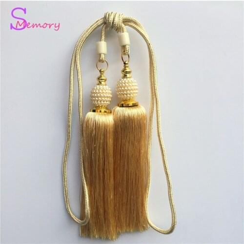 Pearl double ball Europe Curtain Tassel Tieback Clips Buckle Hanging Ball Tie Back Straps Holders Accessories Home Decoration