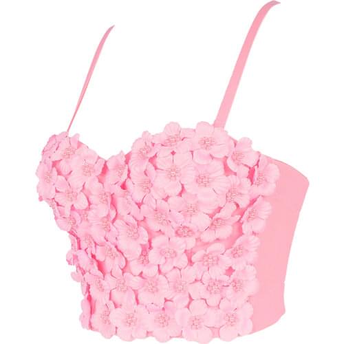 Womens Clothing Sexy Floral Beading Female Crop Top Women Harajuku Backless Solid Cami Tops With Built In Bra Push Up Bralette