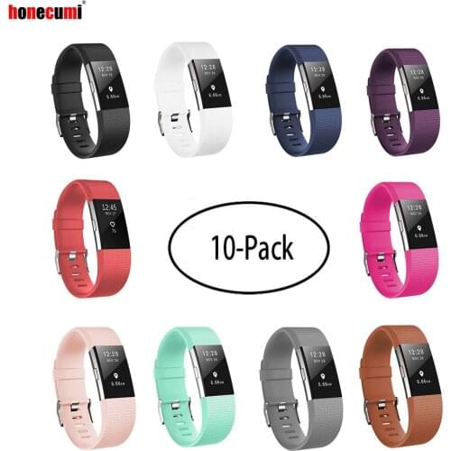 Honecumi 10 Pack For Fitbit Charge 2 Strap Durable Fitness Accessory Wristband for Fitbit Charge 2 Replacement Band Women Men